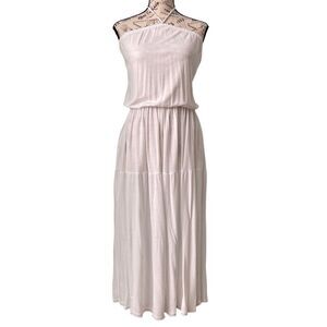 Pink Dice White Midi Sheer Dress/Coverup in Size Small